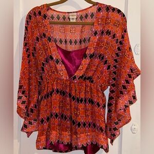 Covington Sheer Blouse with Built-In Cami – L